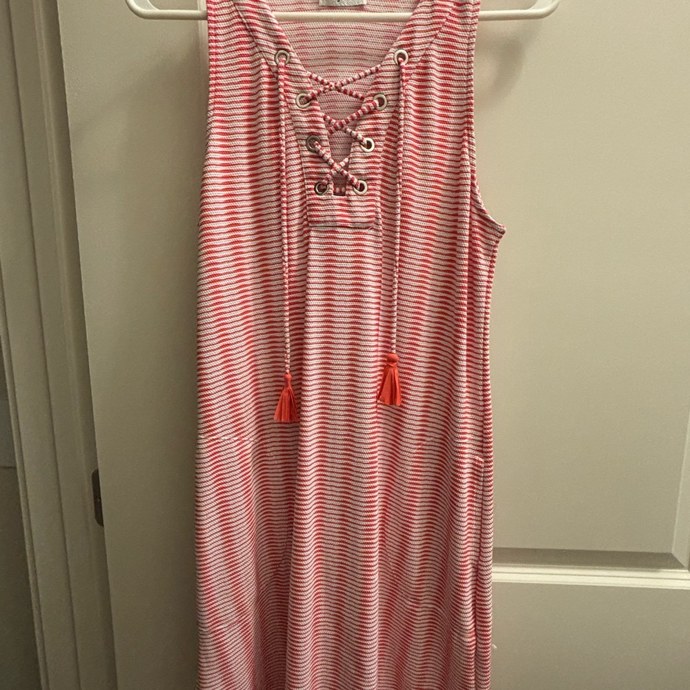 Tommy Bahama Red and White Striped Swim Coverup